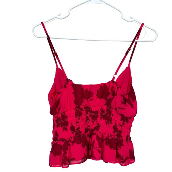 DO+BE Smocked Y2K Tank Top Womens Medium Pink Floral Sleeveless Boho - Picture 2 of 8